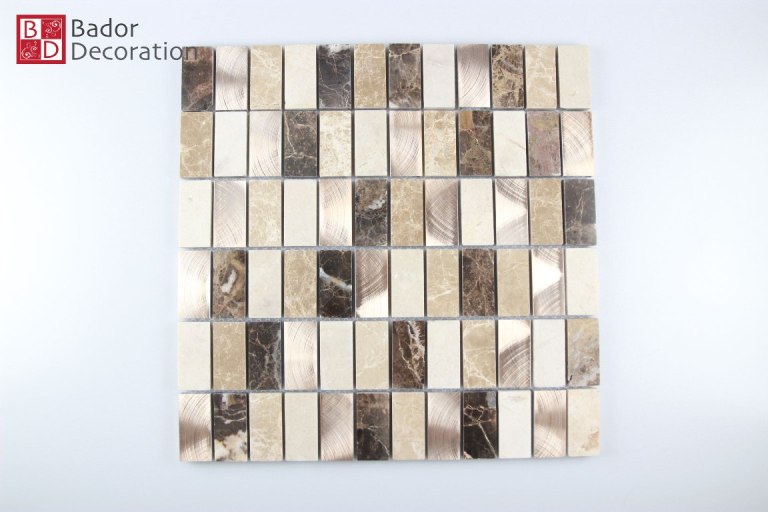 Mosaïque Marbré Aluminium Bador 30x30 Cm - Beige/Bronze/Brun - Intérieur & Extérieur