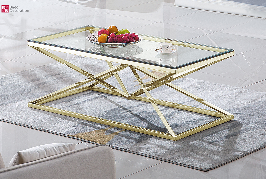 Design Couchtisch Edelstahl Gold Tempered Glas Tisch Wohnzimmertisch 120x60 cm