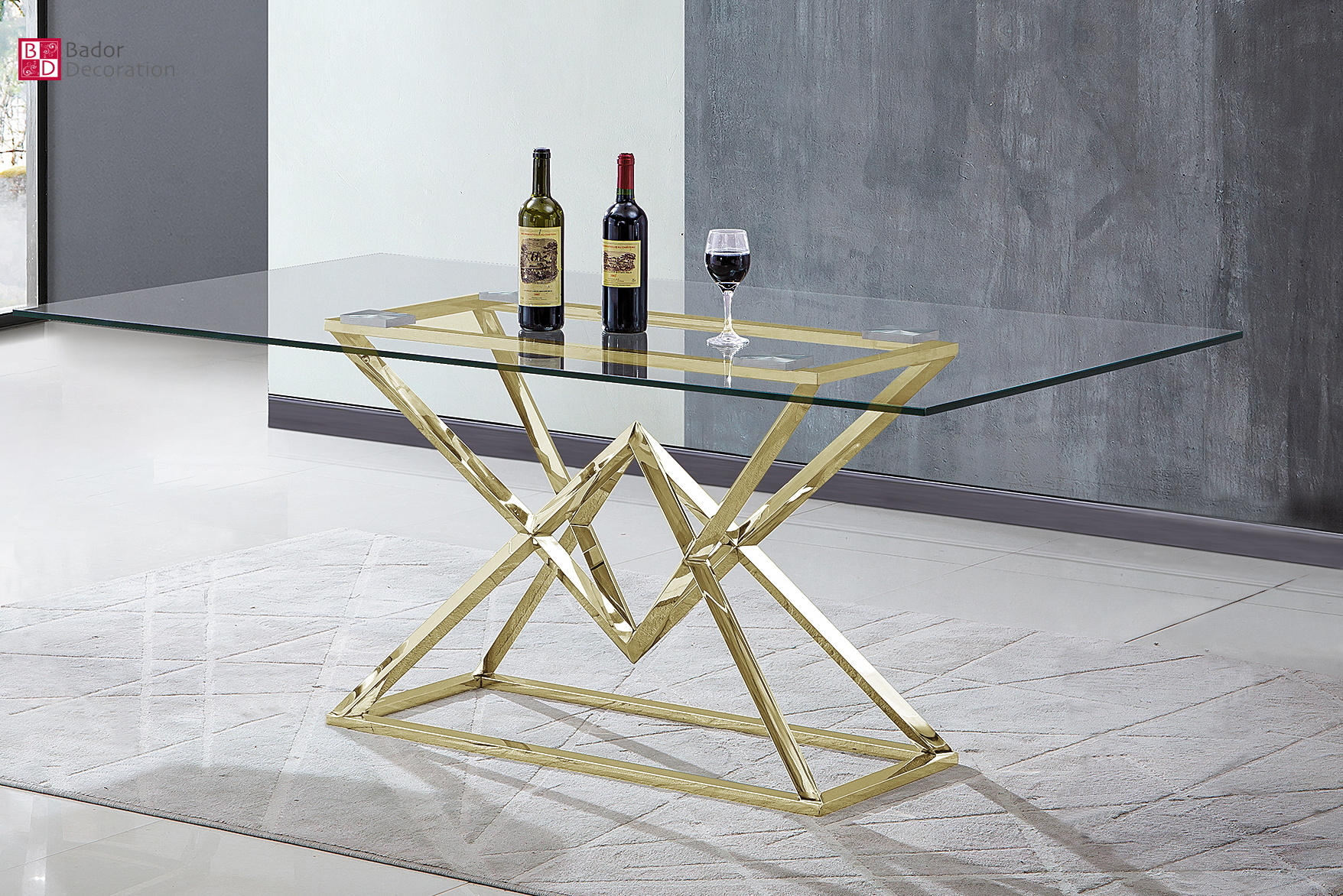 Design Esstisch Daimond Edelstahl Glas Gold Esszimmertisch Küchentisch 180x90