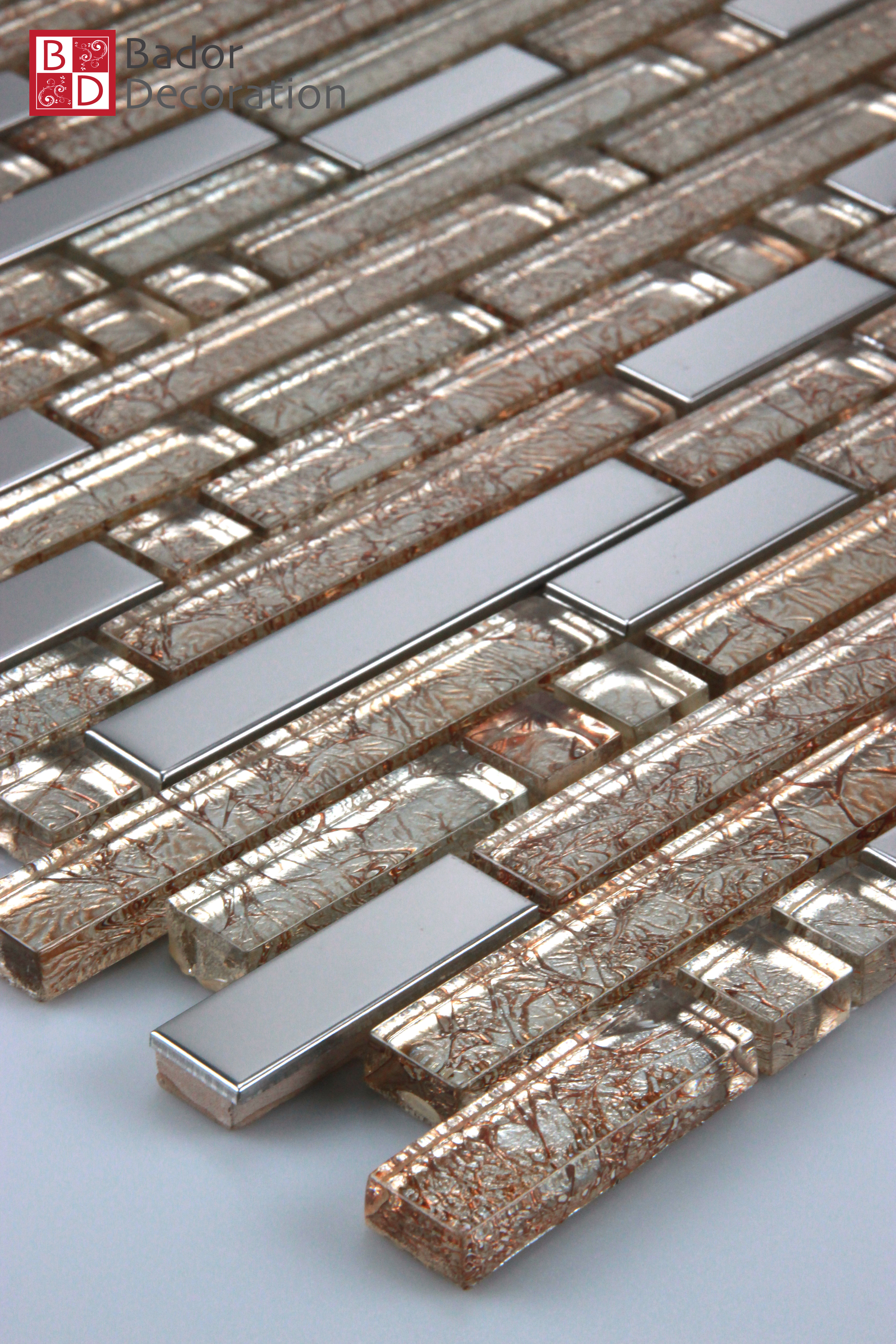 Glasmosaik Mosaikfliesen Mosaikglas Mosaik aus Glas Edelstahl Gold Silber 30x30