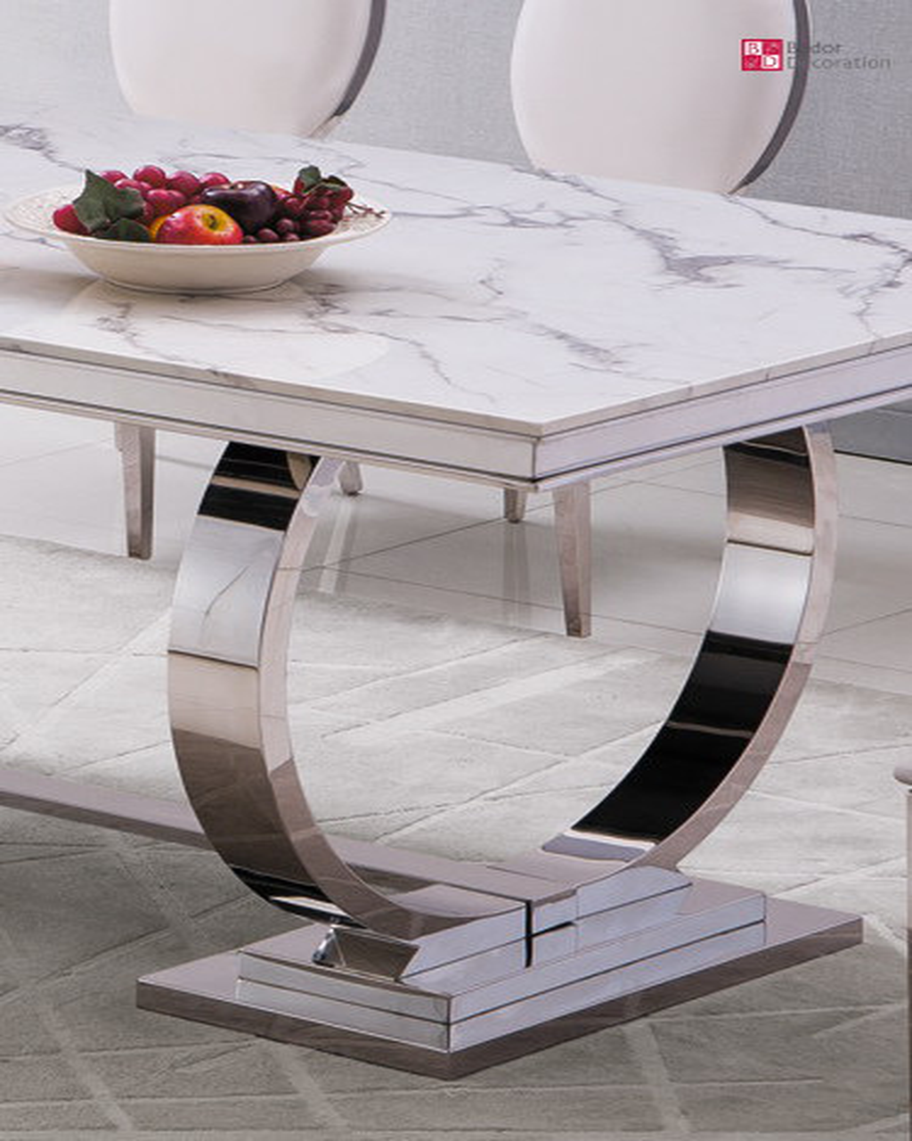 Esstisch Silber Edelstahl Marmor Imitation Stein Design Tisch Esszimmer 160x90cm